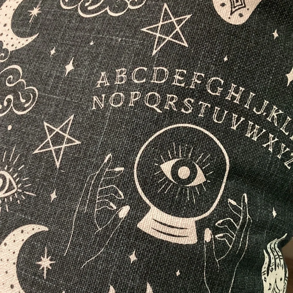 NWT Indigo Moon OUIJA BOARD 100% COTTON BLACK THROW PILLOWw/ TASSELS
